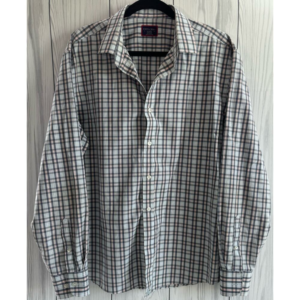 UNTUCKit Shirt Mens Size XL Multicolor Plaid Pocket LS Wrinkle Free Cotton